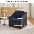 TUYOHW Fauteuil d'appoint moderne avec coussin et dossier en chenille, canapé simple avec cadre latéral en bois, fauteuils d'appoint pour salon, chambre à coucher