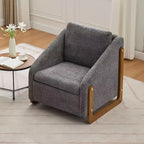 TUYOHW Fauteuil d'appoint moderne avec coussin et dossier en chenille, canapé simple avec cadre latéral en bois, fauteuils d'appoint pour salon, chambre à coucher