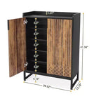 Meuble à chaussures moderne TUYOHW à 5 niveaux avec portes, Organisateur de rangement pour 20 paires de chaussures avec étagères réglables, Meuble d'entrée, Marron et Noir