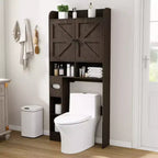 Dyonery Over The Toilet Storage Cabinet with Barn Doors, Farmhouse Bathroom Space-Saving Organizer with Toilet Paper Holder & Adjustable Shelf