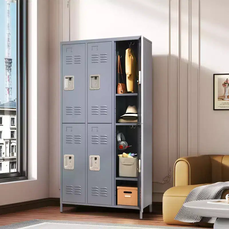 Casier métallique VIYET 72H à 6 portes, rangement en acier gris avec serrures indépendantes (pour employés/gymnases/bureaux/écoles)