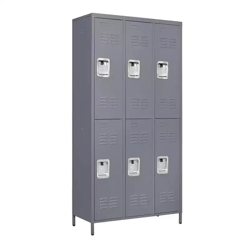 Casier métallique VIYET 72H à 6 portes, rangement en acier gris avec serrures indépendantes (pour employés/gymnases/bureaux/écoles)