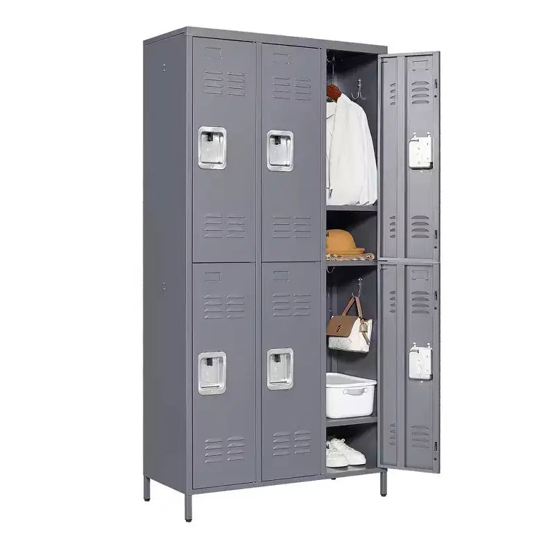 Casier métallique VIYET 72H à 6 portes, rangement en acier gris avec serrures indépendantes (pour employés/gymnases/bureaux/écoles)