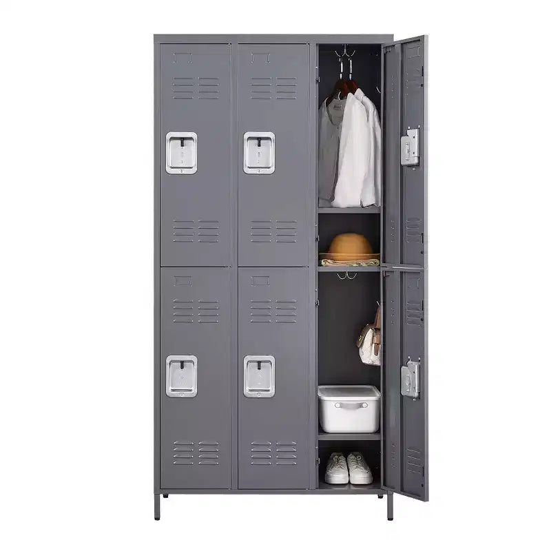 Casier métallique VIYET 72H à 6 portes, rangement en acier gris avec serrures indépendantes (pour employés/gymnases/bureaux/écoles)