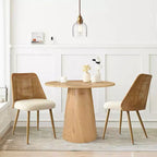 Round Dining Table Set for 2, Modern 35 Pedestal Table and Upholstered Dining Chairs with Rattan Backs, Perfect for Small Space Dining-Panipeachy