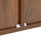 JVNOXK Buffet moderne du milieu du siècle de 59 pouces, multifonctionnel, meuble de rangement sculpté géométrique avec pieds en métal, idéal pour les salles à manger, en bois.