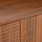 JVNOXK Buffet moderne du milieu du siècle de 59 pouces, multifonctionnel, meuble de rangement sculpté géométrique avec pieds en métal, idéal pour les salles à manger, en bois.