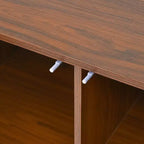 JVNOXK Buffet moderne du milieu du siècle de 59 pouces, multifonctionnel, meuble de rangement sculpté géométrique avec pieds en métal, idéal pour les salles à manger, en bois.