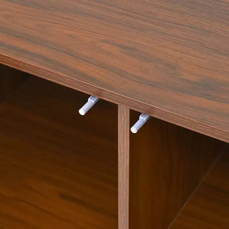 JVNOXK Buffet moderne du milieu du siècle de 59 pouces, multifonctionnel, meuble de rangement sculpté géométrique avec pieds en métal, idéal pour les salles à manger, en bois.