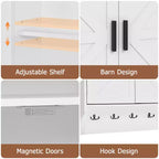Meuble de salle de bain mural VECELO, Armoire de rangement de salle de bain peu encombrante avec étagères réglables et crochets pour salle de bain ou entrée, Blanc