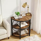 Table d'appoint demi-ronde à 3 niveaux MAYEERTY, table d'appoint en métal marron rustique et noir