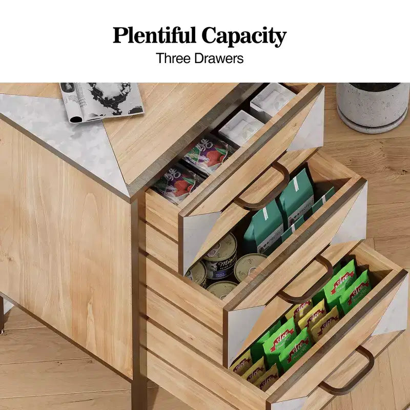 Meuble de Rangement en Bois pour Entrée, Commode 3 Tiroirs sur Pied pour Salon, Chambre, Couloir, Bureau, Salle de Bain, Cuisine