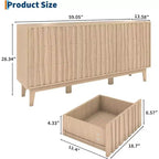 Commode cannelée pour chambre à coucher avec 9 tiroirs, commode cannelée moderne, armoire de rangement en bois autoportante, meuble TV pour bureau à domicile