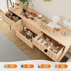 Commode cannelée pour chambre à coucher avec 9 tiroirs, commode cannelée moderne, armoire de rangement en bois autoportante, meuble TV pour bureau à domicile