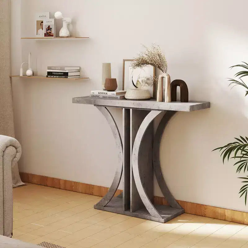 Console Costway, table d'entrée rectangulaire de 101,6 cm avec cadre géométrique pour salon, gris
