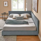 Bellemave Lit de repos rembourré Queen avec dossier et accoudoirs confortables, cadre de lit de repos rembourré pour chambre et salon, velours