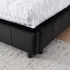 Bellemave Lit de repos rembourré Queen avec dossier et accoudoirs confortables, cadre de lit de repos rembourré pour chambre et salon, velours