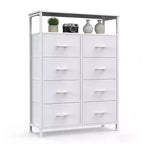 MAYEERTY Commode en tissu à 8 tiroirs de 116,5 cm, Armoire de rangement haute avec étagère ouverte pour chambre à coucher ou placard