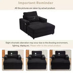 MAYEERTY Fauteuil moderne 42.5 Canapé-méridienne avec pouf de rangement mobile, deux porte-gobelets, poches latérales pour salon, noir
