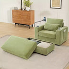 MAYEERTY Fauteuil moderne 42,5 Méridienne Canapé avec pouf de rangement amovible Deux porte-gobelets Poches latérales pour salon Vert