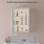 Armoire à pharmacie murale avec miroir, cadre en métal à coins arrondis, style moderne, pour salle de bain