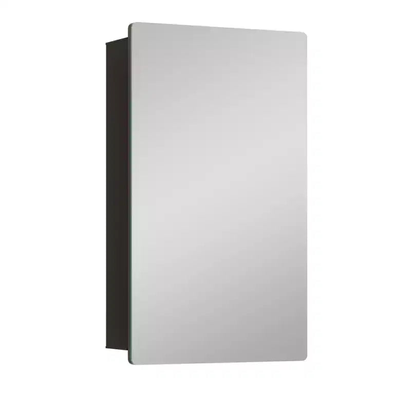 Armoire à pharmacie murale avec miroir, cadre en métal à coins arrondis, style moderne, pour salle de bain