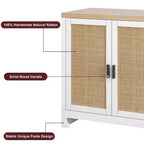 Meuble de rangement d'appoint en rotin GustoWave avec 4 portes et étagère – Buffet moderne pour bar à café, salle à manger, cuisine, salon