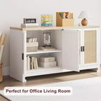 Meuble de rangement d'appoint en rotin GustoWave avec 4 portes et étagère – Buffet moderne pour bar à café, salle à manger, cuisine, salon