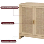 Meuble de rangement d'appoint en rotin GustoWave avec 4 portes et étagère – Buffet moderne pour bar à café, salle à manger, cuisine, salon