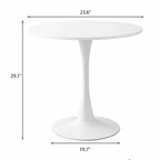 NAYSAYE Table à Manger Ronde Moderne Table d'appoint Plateau MDF Base en Acier Table Basse de Cuisine Salon Bureau, Blanc, 23.6*19.7*29.1