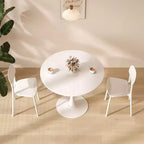 NAYSAYE Table à Manger Ronde Moderne Table d'appoint Plateau MDF Base en Acier Table Basse de Cuisine Salon Bureau, Blanc, 23.6*19.7*29.1