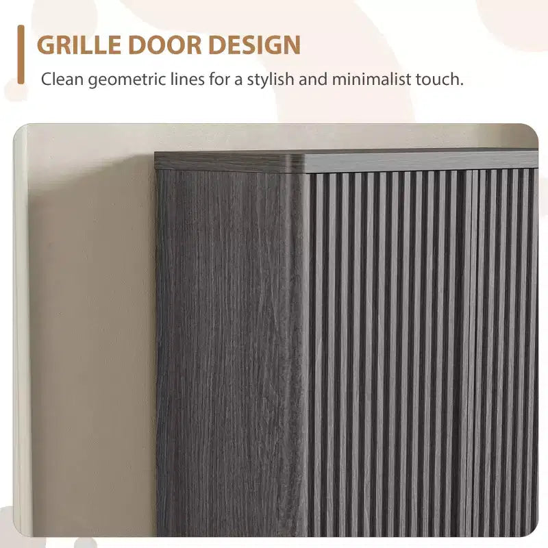 Meuble à chaussures | Rangement à chaussures moderne et cannelé pour entrée | 80x35x105 cm | Panneaux de particules/MDF | Étagères et portes réglables