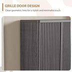 Meuble à chaussures | Rangement à chaussures moderne et cannelé pour entrée | 80x35x105 cm | Panneaux de particules/MDF | Étagères et portes réglables