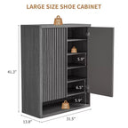 Meuble à chaussures | Rangement à chaussures moderne et cannelé pour entrée | 80x35x105 cm | Panneaux de particules/MDF | Étagères et portes réglables