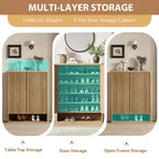 Meuble à chaussures | Rangement à chaussures moderne et cannelé pour entrée | 80x35x105 cm | Panneaux de particules/MDF | Étagères et portes réglables