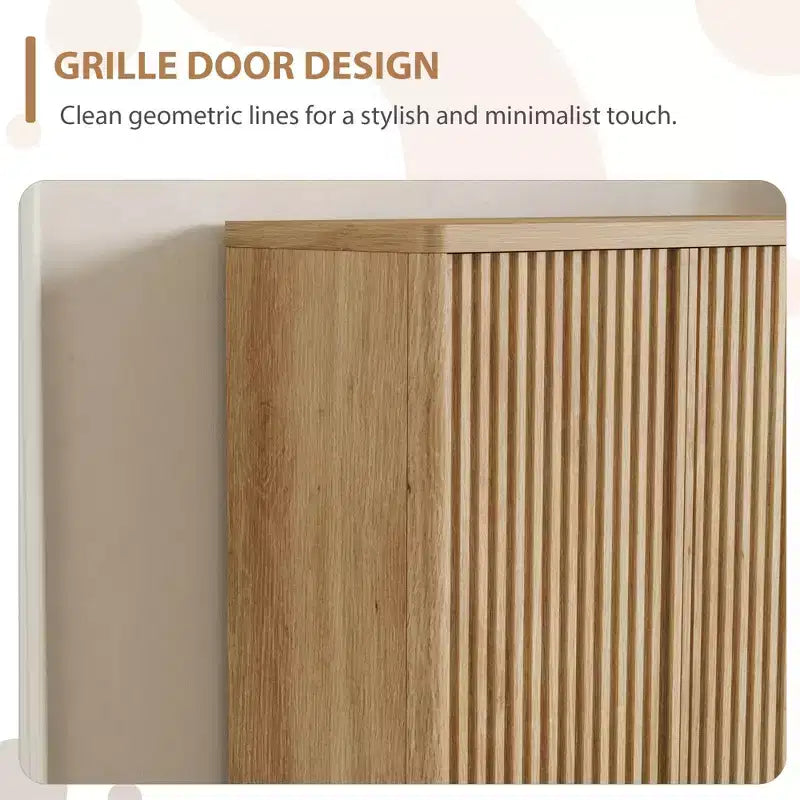 Meuble à chaussures | Rangement à chaussures moderne et cannelé pour entrée | 80x35x105 cm | Panneaux de particules/MDF | Étagères et portes réglables