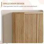 Meuble à chaussures | Rangement à chaussures moderne et cannelé pour entrée | 80x35x105 cm | Panneaux de particules/MDF | Étagères et portes réglables