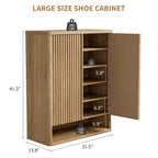 Meuble à chaussures | Rangement à chaussures moderne et cannelé pour entrée | 80x35x105 cm | Panneaux de particules/MDF | Étagères et portes réglables