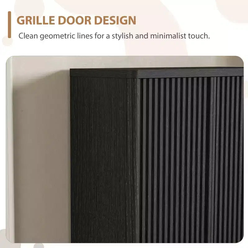 Meuble à chaussures | Rangement à chaussures moderne et cannelé pour entrée | 80x35x105 cm | Panneaux de particules/MDF | Étagères et portes réglables