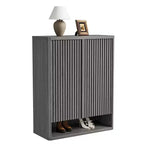 Meuble à chaussures | Rangement à chaussures moderne et cannelé pour entrée | 80x35x105 cm | Panneaux de particules/MDF | Étagères et portes réglables