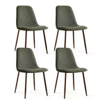 Ensemble de salle à manger 5 pièces pour 4 personnes, table à manger ronde avec pieds en métal croisés et chaises rembourrées aspect grain de chêne pour cuisine et salle à manger - Panipeachy