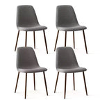 Ensemble de salle à manger 5 pièces pour 4 personnes, table à manger ronde avec pieds en métal croisés et chaises rembourrées aspect grain de chêne pour cuisine et salle à manger - Panipeachy