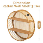 Étagère murale ronde en bambou Vintiquewise à 2 niveaux en bois – Décoration murale naturelle à suspendre et présentoir flottant pour la maison, le salon, le bureau