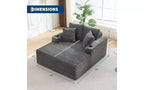 Fauteuil de salon surdimensionné 64 - Canapé-lit sans armature en velours côtelé avec coussins et porte-gobelets, canapé-lit confortable à assise profonde