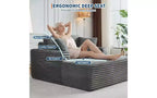 Fauteuil de salon surdimensionné 64 - Canapé-lit sans armature en velours côtelé avec coussins et porte-gobelets, canapé-lit confortable à assise profonde