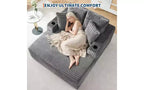 Fauteuil de salon surdimensionné 64 - Canapé-lit sans armature en velours côtelé avec coussins et porte-gobelets, canapé-lit confortable à assise profonde