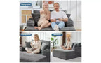 Fauteuil de salon surdimensionné 64 - Canapé-lit sans armature en velours côtelé avec coussins et porte-gobelets, canapé-lit confortable à assise profonde