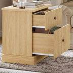 Table de chevet à tiroirs cannelés, table de chevet de style moderne du milieu du siècle avec base à bords incurvés, rangement peu encombrant pour chambre et salon