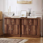 Table de chevet à tiroirs cannelés, table de chevet de style moderne du milieu du siècle avec base à bords incurvés, rangement peu encombrant pour chambre et salon
