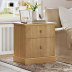 Table de chevet à tiroirs cannelés, table de chevet de style moderne du milieu du siècle avec base à bords incurvés, rangement peu encombrant pour chambre et salon